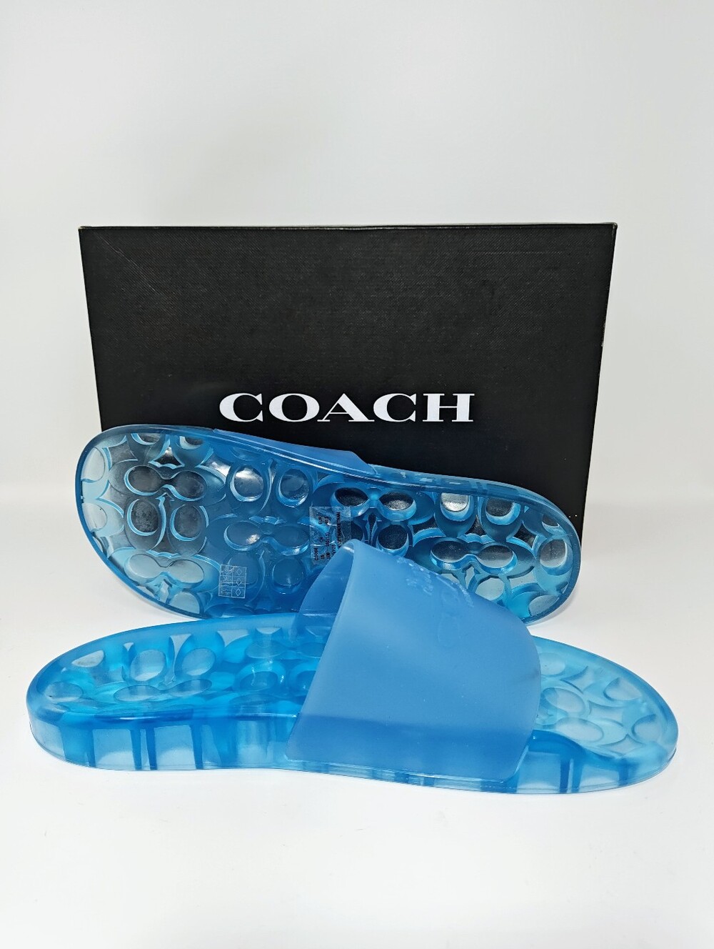 Coach Ulyssa Rubber Slides. Sz 10 Bright Auqa marine. NWT